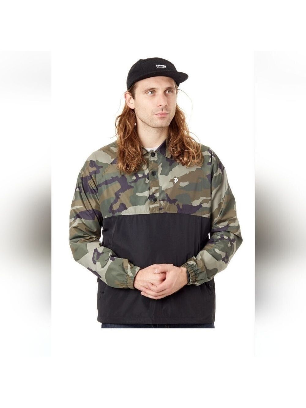 Primitive Black-Green Anorak Camo Coach Windbreaker Jacket - Men's Size Medium